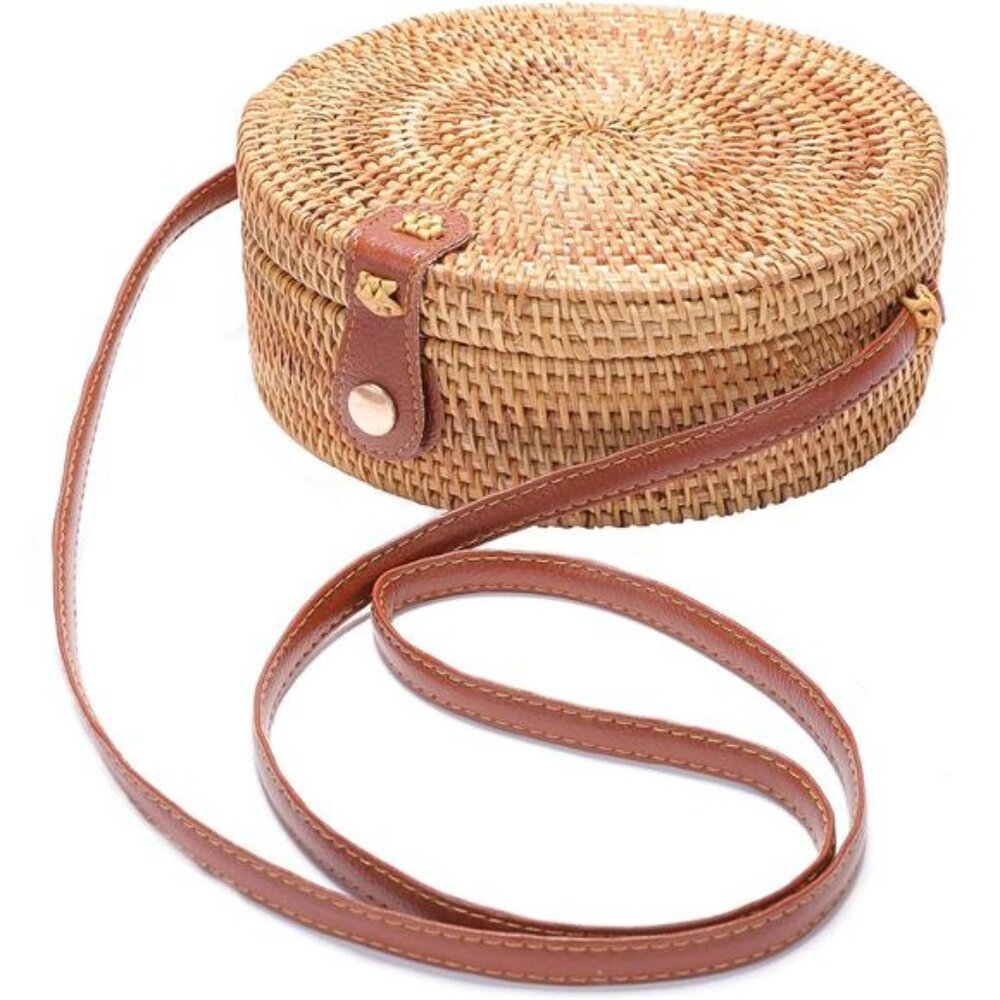 Rattan Bag Summer Straw Beach Bag Woven Wicker Straw Bag Basket Vacation Straw